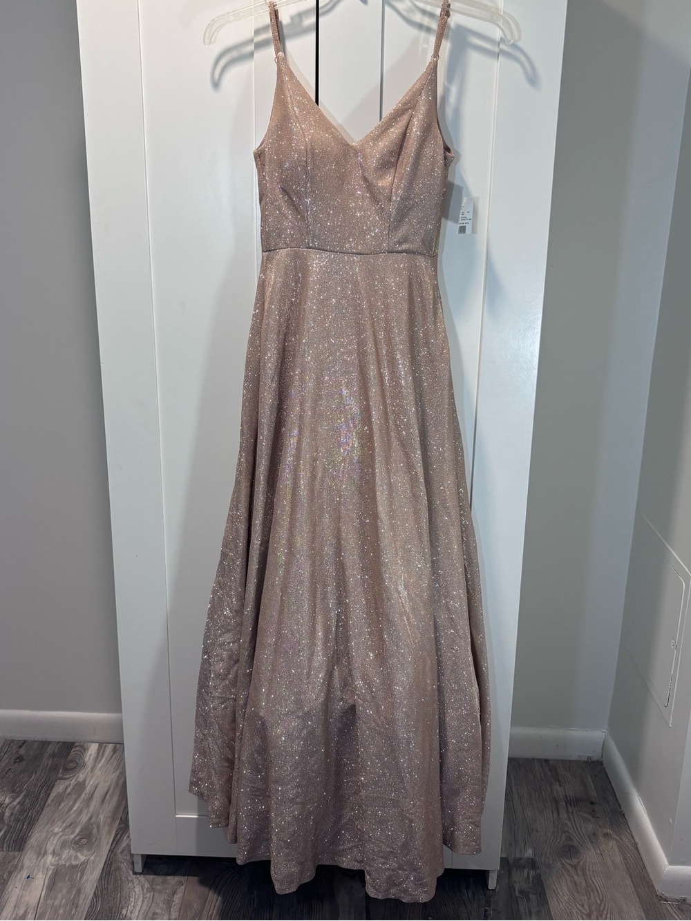 NWT Speechless Gold Glitter Metallic A-Line Formal Maxi Long Gown Size 1 / XS